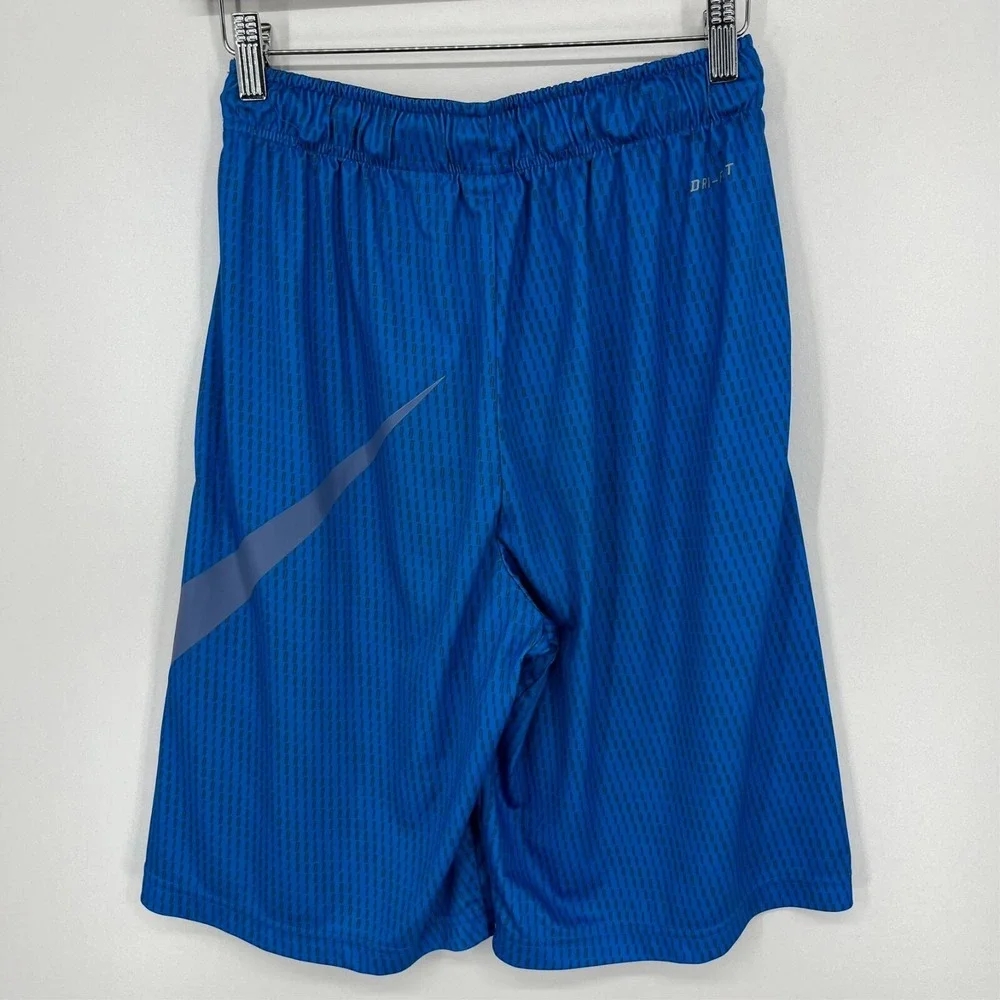 Nike Mens Dri-FIT Basketball Shorts Blue Graphic Swoosh 848790-435 Small